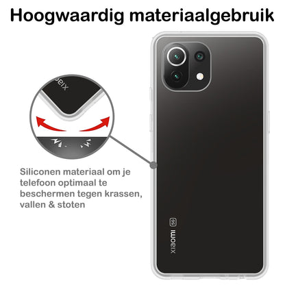 Forterra Xiaomi Mi 11 Hoesje Siliconen Backcover Lichtgewicht - Transparant