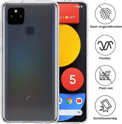 Forterra Google Pixel 5 Hoesje Siliconen Backcover Lichtgewicht - Transparant