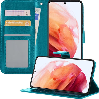 Forterra Samsung S21 Plus Hoesje Bookcase Cover met Kaarthouder - Turquoise