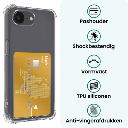 Forterra iPhone 17e Hoesje Kaarthouder Backcover Shockproof - Transparant