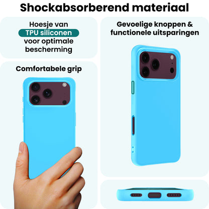 Forterra iPhone 18 Pro Hoesje Siliconen Backcover Lichtgewicht - Lichtblauw