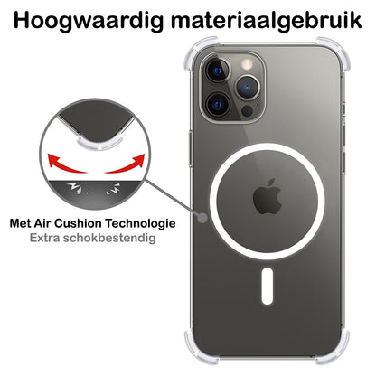 Forterra iPhone 14 Pro Max Hoesje Geschikt voor Magsafe Backcover Shockproof - Transparant