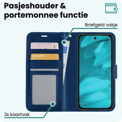 Forterra Google Pixel 9a Hoesje Bookcase Cover met Kaarthouder - Donkerblauw