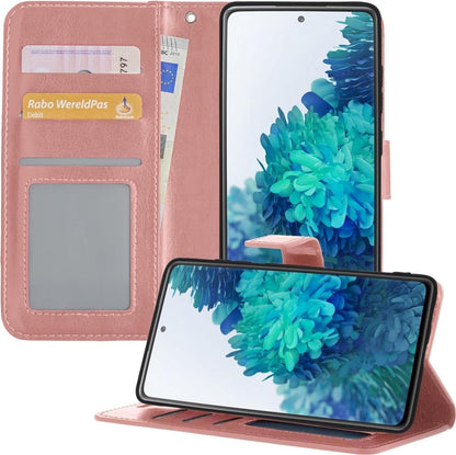 Forterra Samsung S20 FE Hoesje Bookcase Cover met Kaarthouder - Rosé goud