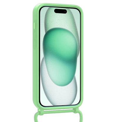 Forterra iPhone 14 Pro Hoesje Met Telefoonkoord en Pasjeshouder Siliconen - Groen