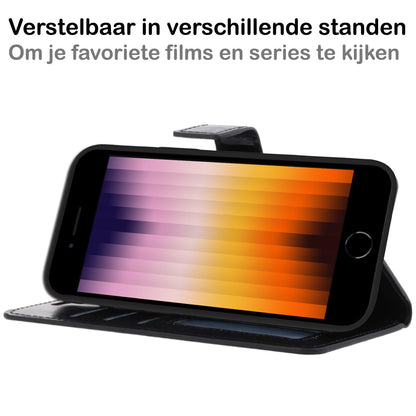 Forterra iPhone SE 2022 Hoesje Bookcase Cover met Kaarthouder - Zwart