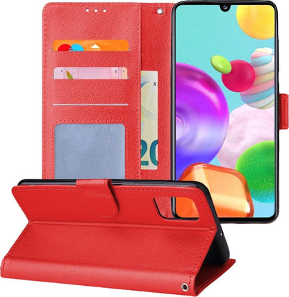 Forterra Samsung A41 Hoesje Bookcase Cover met Kaarthouder - Rood
