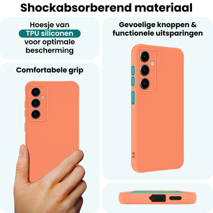 Forterra Samsung S25 Plus Hoesje Siliconen Backcover Lichtgewicht - Perzik