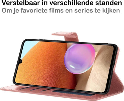 Forterra Samsung A32 4G Hoesje Bookcase Cover met Kaarthouder - Rosé goud
