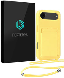 Forterra iPhone Air Hoesje Met Telefoonkoord en Pasjeshouder Siliconen - Geel