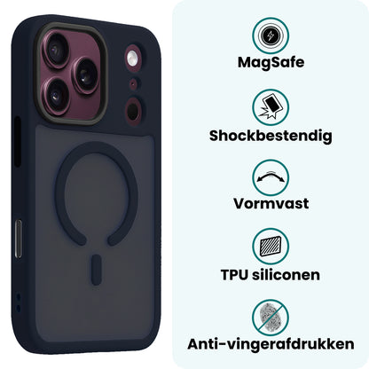 Forterra iPhone 18 Pro Hoesje Geschikt voor Magsafe Backcover Shockproof - Donkerblauw