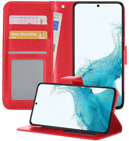 Forterra Samsung S22 Ultra Hoesje Bookcase Cover met Kaarthouder - Rood