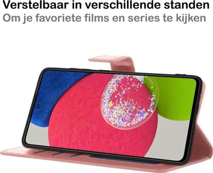 Forterra Samsung A52s Hoesje Bookcase Cover met Kaarthouder - Rosé goud