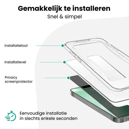Forterra Privacy Screenprotector Geschikt voor Samsung Galaxy S24 Plus - Met Installatie Kit - Privacy - Beschermglas - Flexibel Glas - Tempered Glass - Screen Protector