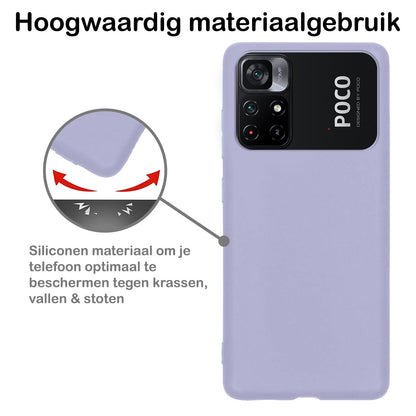 Forterra Poco M4 Pro 4G Hoesje Siliconen Backcover Lichtgewicht - Lila
