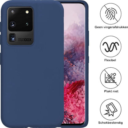 Forterra Samsung S20 Ultra Hoesje Siliconen Backcover Lichtgewicht - Donkerblauw