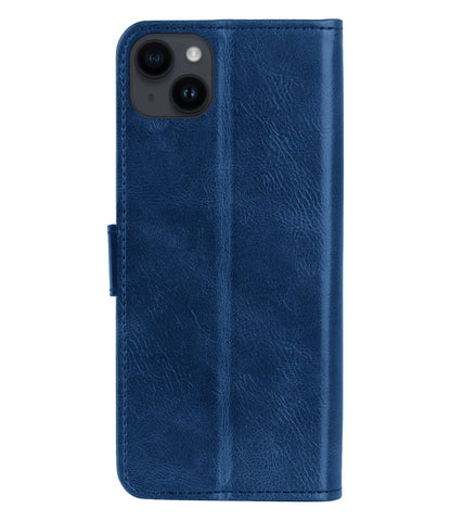 Forterra iPhone 15 Hoesje Bookcase Cover met Kaarthouder - Donkerblauw