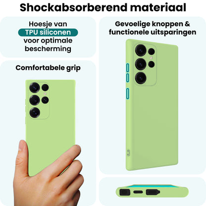 Forterra Samsung S25 Ultra Hoesje Siliconen Backcover Lichtgewicht - Groen