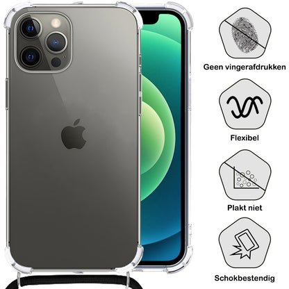 Forterra iPhone 12 Pro Max Hoesje met Koord Backcover Shockproof - Transparant