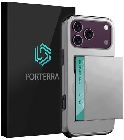 Forterra iPhone 18 Pro Max Hoesje Kaarthouder Hard Case Shockproof - Grijs