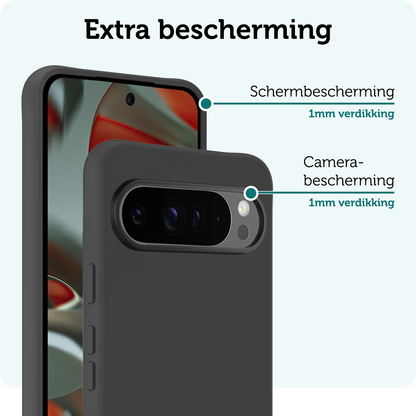 Forterra Google Pixel 10 Pro XL Hoesje Siliconen Backcover Lichtgewicht - Zwart