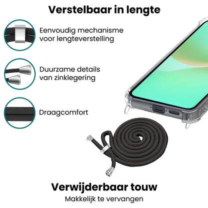 Forterra Samsung A36 Hoesje met Koord Backcover Shockproof - Transparant