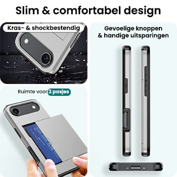 Forterra iPhone Air Hoesje Kaarthouder Hard Case Shockproof - Grijs