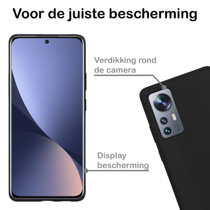 Forterra Xiaomi 12 Pro Hoesje Siliconen Backcover Lichtgewicht - Zwart