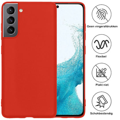 Forterra Samsung S22 Hoesje Siliconen Backcover Lichtgewicht - Rood
