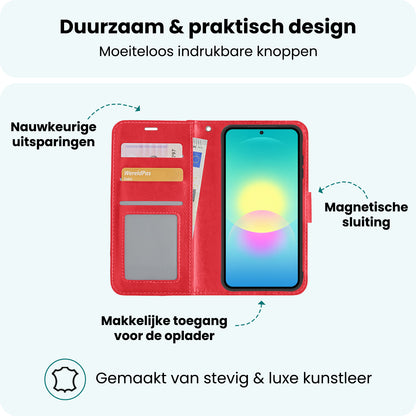 Forterra Samsung A27 Hoesje Bookcase Cover met Kaarthouder - Rood