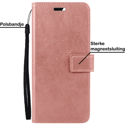 Forterra iPhone 14 Plus Hoesje Bookcase Cover met Kaarthouder - Rosé goud