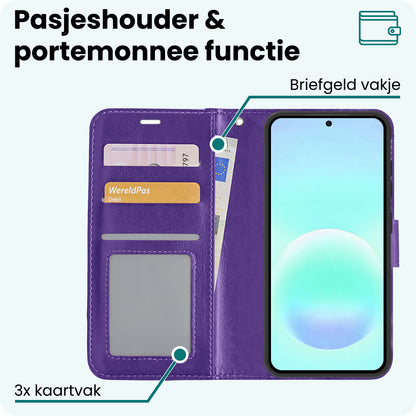 Forterra Samsung A57 Hoesje Bookcase Cover met Kaarthouder - Paars