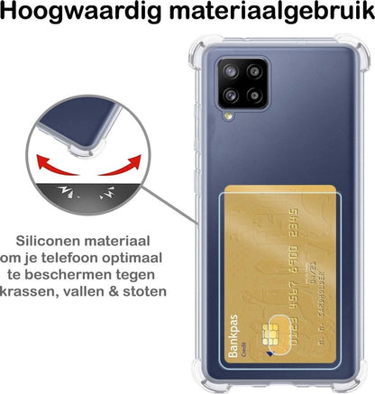 Forterra Samsung A12 Hoesje Kaarthouder Backcover Shockproof - Transparant