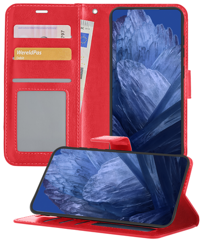 Forterra Google Pixel 8a Hoesje Bookcase Cover met Kaarthouder - Rood