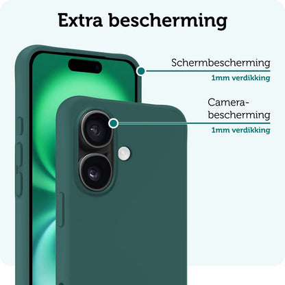 Forterra iPhone 16 Plus Hoesje Siliconen Backcover Lichtgewicht - Donkergroen