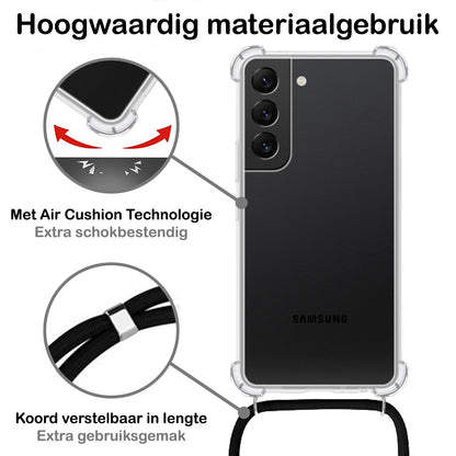 Forterra Samsung S22 Hoesje met Koord Backcover Shockproof - Transparant