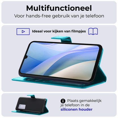 Forterra Samsung A15 Hoesje Bookcase Cover met Kaarthouder - Turquoise