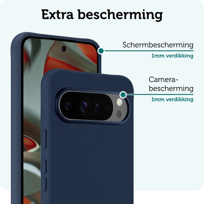 Forterra Google Pixel 9 Pro XL Hoesje Siliconen Backcover Lichtgewicht - Donkerblauw