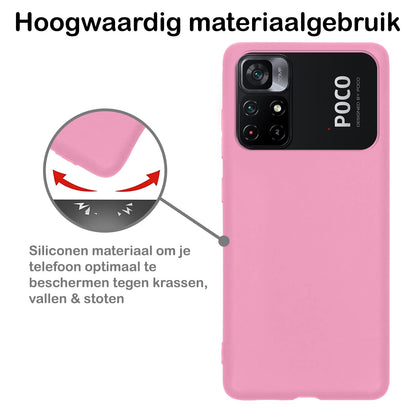 Forterra Xiaomi Poco M4 Pro 5G Hoesje Siliconen Backcover Lichtgewicht - Lichtroze