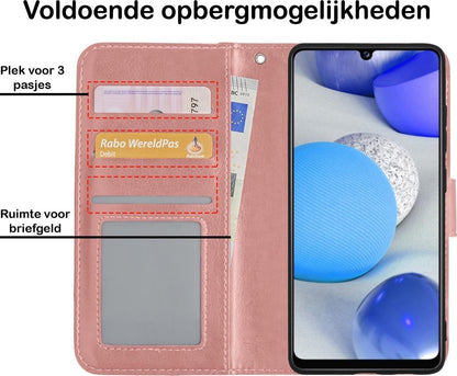 Forterra Samsung A42 Hoesje Bookcase Cover met Kaarthouder - Rosé goud