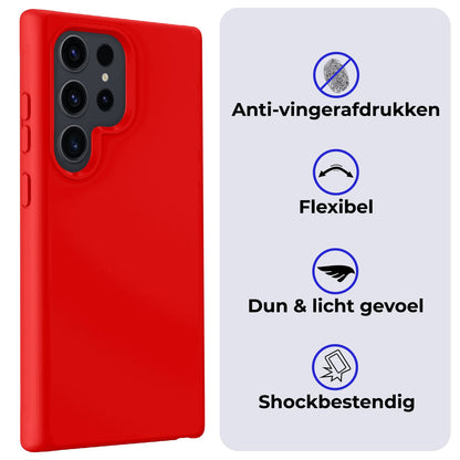 Forterra Samsung S24 Ultra Hoesje Siliconen Backcover Lichtgewicht - Rood