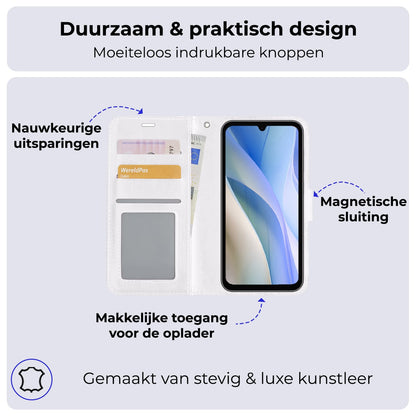 Forterra Samsung A15 Hoesje Bookcase Cover met Kaarthouder - Wit