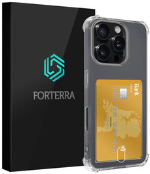 Forterra iPhone 16 Pro Max Hoesje Kaarthouder Backcover Shockproof - Transparant
