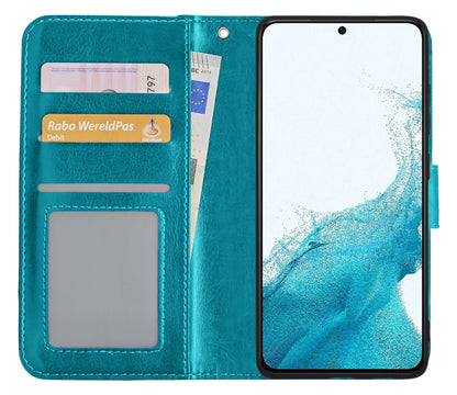 Forterra Samsung S22 Plus Hoesje Bookcase Cover met Kaarthouder - Turquoise