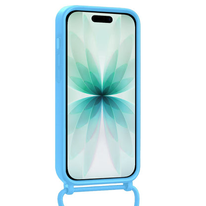 Forterra iPhone 17 Hoesje Met Telefoonkoord en Pasjeshouder Siliconen - Lichtblauw
