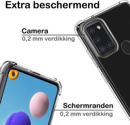 Forterra Samsung A21s Hoesje Shockproof Backcover Siliconen - Transparant
