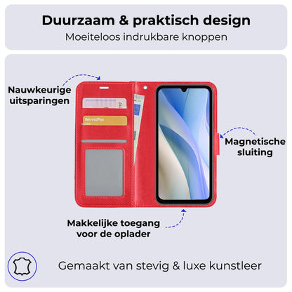 Forterra Samsung A15 Hoesje Bookcase Cover met Kaarthouder - Rood