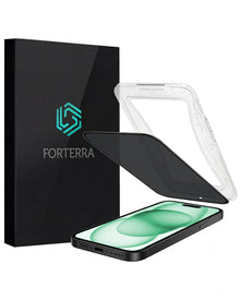 Forterra Privacy Screenprotector Geschikt voor Apple iPhone 15 - Met Installatie Kit - Privacy - Beschermglas - Flexibel Glas - Tempered Glass - Screen Protector
