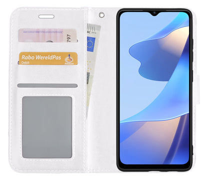 Forterra OPPO A16s Hoesje Bookcase Cover met Kaarthouder - Wit