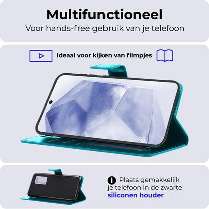 Forterra Samsung A55 Hoesje Bookcase Cover met Kaarthouder - Turquoise